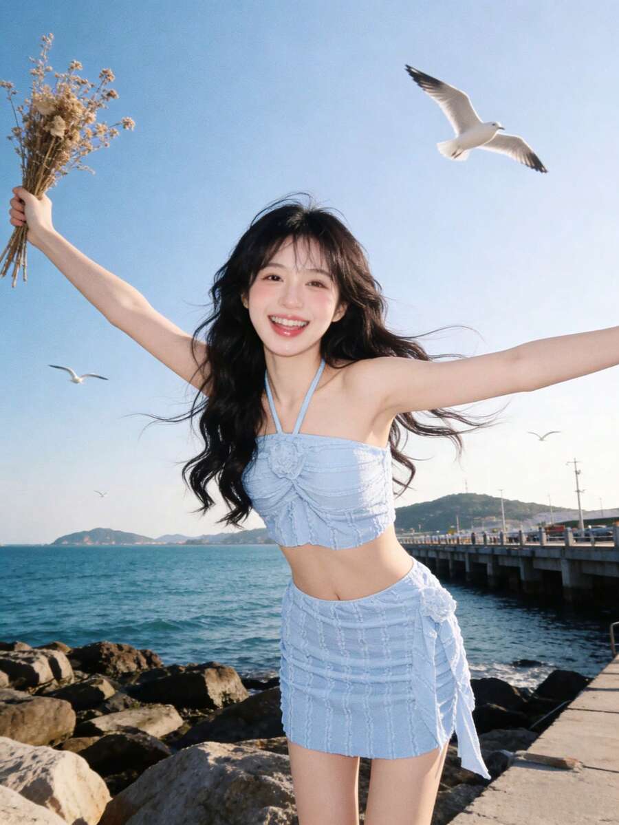 2026 New Swimsuit Women's Separate Bikini Bikini Sexy Bikini Hot Spring Resort Female Student Swimsuit - 藍色 - 查看 1