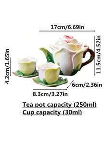 1 Set Hand-Painted Ceramic Rose Red Rose Flower Tea Set, Coffee Cup & Saucer Set, Teapot, Teacup, Christmas, Valentine's Day, Mother's Day Holiday Gift - Multicolor - View 11