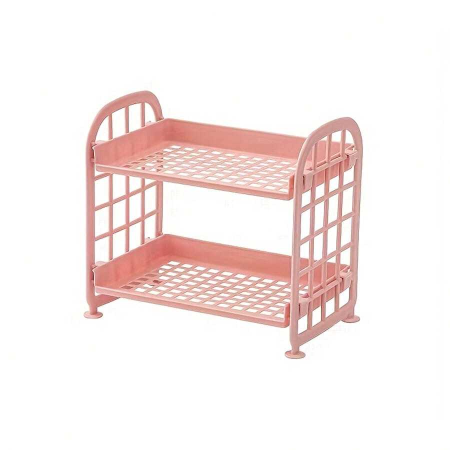 1pc Student Dorm Dual-Layer Folding Desk Organizer Rack