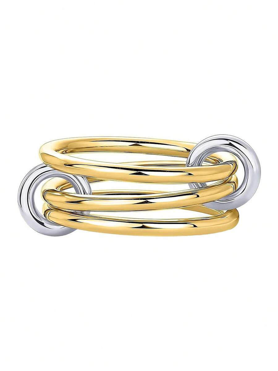 1 pieza Anillo de acero inoxidable cruzado para mujer, minimalista y versátil para uso diario - Multicolor - Ver 1