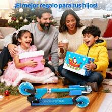 Scooter Monopatín De Pie Plegable Para Niñas Y Niños 3-12 Años 65KG, 4 Altura Ajustable Con RGB Luces,Freno de rueda trasera/Diseño anti-pellizco,Apto para adultos y niños.,Color Azul, - Azul - Ver 9
