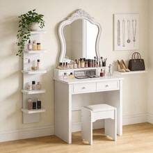 Shelves For Wall, Versatile 5 Tier Wall Shelf Unit, Floating Shelves Wall (Round Corner), Vertical Lack Wall Shelf Bedroom, Vanity, Living Room, Home Decor Makeup Organizer Display, White - 白色 + 5 層 - 查看 2