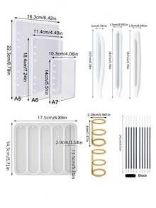 树脂模具套装，包括硅胶笔形模具、笔记本封面环氧树脂模具、书签树脂浇铸模具，适用于DIY树脂工艺品 - Mold Set - 查看 8