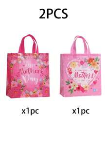 24/18/12/6/4/2个装花卉印花无纺布礼品袋 - 可折叠可重复使用购物袋，印有“母亲节快乐”字样；母亲节惊喜礼品包装袋、母亲节派对回礼袋、母亲节花店花束袋、婴儿派对礼品袋、母亲节派对餐桌装饰、母亲节家居装饰、母亲节背景袋 - 查看 14