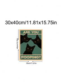 1张“你在拉屎吗？”猫咪海报，厕所笑话印刷品，趣味厕所墙面艺术装饰，复古字体猫咪印刷品，礼物，送给朋友的理想礼物，卧室艺术印刷品，客厅装饰，办公室装饰，浴室装饰，厕所海报，墙面艺术，墙面装饰，家居装饰，房间装饰，帆布墙面艺术，海报，带框墙面艺术，可选画框 - A - 查看 12