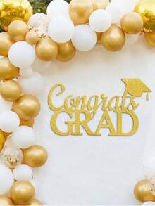 1set Golden Graduation Season Wall Stickers Graduation Ceremony Party Background Wall Decoration Door Stickers Graduation Season Party Decoration Home Decoration Graduation Party Atmosphere Decoration Photography Props - Multicolor - View 1