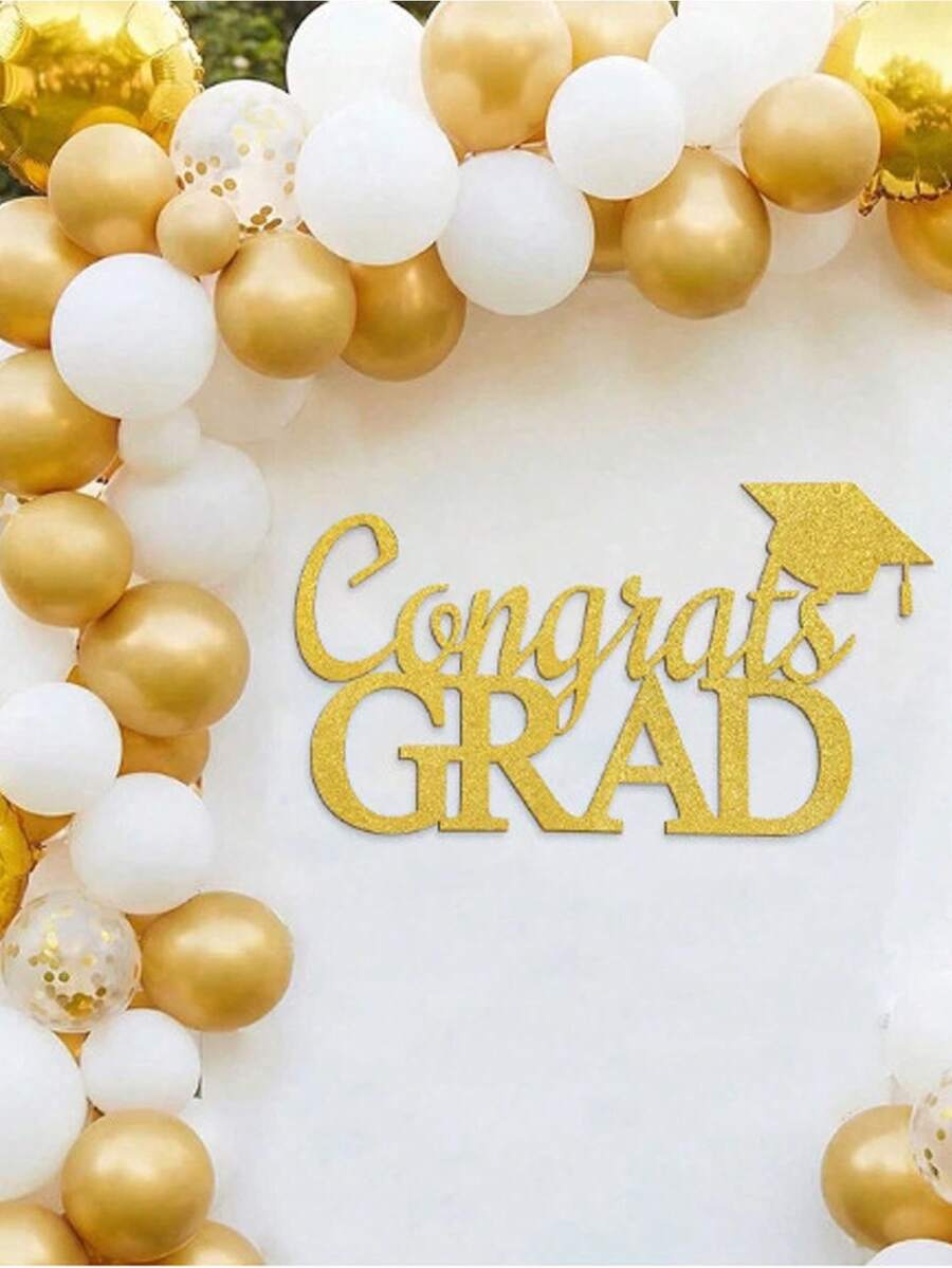 1set Golden Graduation Season Wall Stickers Graduation Ceremony Party Background Wall Decoration Door Stickers Graduation Season Party Decoration Home Decoration Graduation Party Atmosphere Decoration Photography Props - Multicolor - View 1
