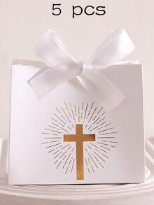 5pcs Christian Baptism Candy Boxes, Wedding Communion Ceremony Favors, Cross Foil Candy Boxes - Multicolor - View 12