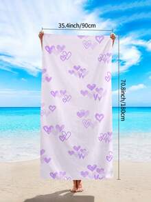 1 pièce Serviette de plage romantique en forme de cœur violet, super douce en microfibre, séchage rapide, absorbante, anti-sable. Convient pour les voyages, la piscine, la plongée, le surf, le yoga, le camping, les fêtes de plage et la décoration. Indispensable pour un voyage à la plage d'été. Cette serviette de plage multifonctionnelle peut également être utilisée pour la décoration de la salle de bain. Disponible en plusieurs couleurs. - Cœur violet - Voir 9