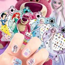 Disney 6片装夜光3D迪士尼粉色泰迪熊可爱卡通美甲贴纸，女孩美甲配件 - 玫紅色 - 查看 6