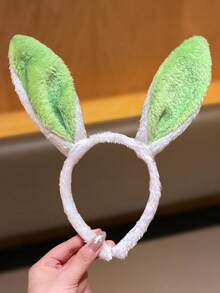 1 件装女士毛绒多色拼接立体兔耳发箍发饰，适合日常佩戴，夏季、假日、旅行 - 彩色 - 查看 11