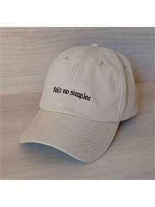 Boné Unissex Boné Feliz No Simples  Dad Hat Premium Algodão Bordado, Aba Curva Ajustável, Estilo Casual Street - Bege - Visão 3