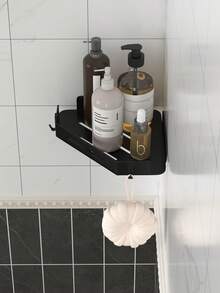 1pc Oval Towel Rack, Wall-Mounted, No Drilling Required, Space-Saving Bathroom Organizer With Towel Ring, Bathroom Triangle Shelf, Bathroom Towel Rack, Bathroom Hardware - Multicolor - View 5