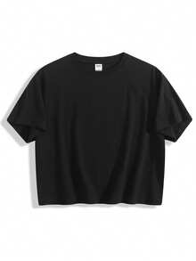 1pcs Crop Top, Women Summer Tops Shirts, White Black Cute Tops, 100% Pure Cotton Oversized Slim Fit Blusas Bonitas De Mujer, Y2k Vacation Going Out Club Outfits For Women, Breathable Stylish Versatile Comfortable Easy To Match, Fashionable Summer Tshirts For Women, Chic Y2k Inspired Designs, Lightweight Fabric Perfect For Summer Vacation Occasions - 黑色 - 查看 10
