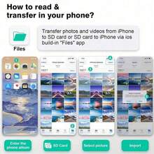 SD+TF卡相机读卡器，兼容，存储卡读卡器和查看器，SD/TF卡适配器，兼容 17/16/15/14/13/12/11/XS/XR/X/8/7，兼容MacBook，即插即用，无需应用程序 - 白色 - 查看 2