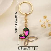 1 Fashionable And Gorgeous Butterfly-Shaped Key Chain Pendant, Inlaid With Rhinestone Glass, Suitable For Women's Car Key Bag Pendant Decoration And Gift Giving - 金色 - View 3