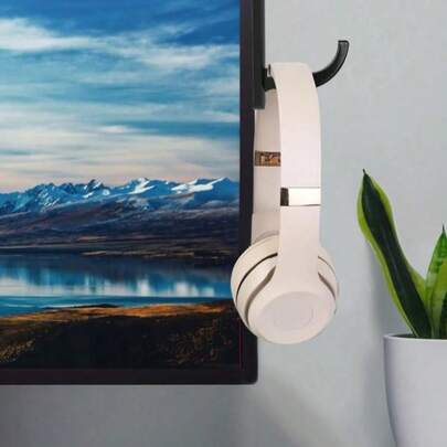 Soporte ajustable de unicolor para auriculares, gancho y soporte para auriculares, adecuado para auriculares de computadora, pantalla de monitor, escritorio, pared, organizador de auriculares para juegos, compacto y resistente, proporciona un fuerte soporte para auriculares, ahorro de espacio, regalo de primavera