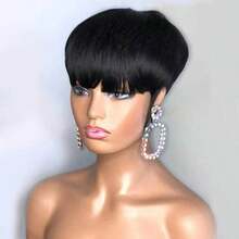 Short Wigs For Black Women, Real Hair Pixie Short Wigs, Brown, Black, Multi-Color Short Layered Wigs, Christmas & Daily Fashion Layered Short Wigs With Bangs - Multicolor - View 11