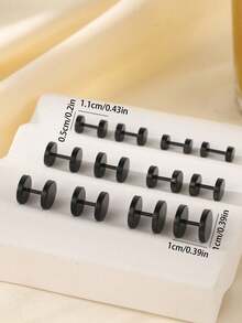 2 Pieces Minimalist Anti-Rust Titanium Steel Earlobe Piercing Barbell Unisex Stud Earrings Waterproof Hypoallergenic Cartilage Screw Stud Women Daily Wear Jewelry - Multicolor - View 4