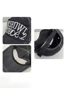 1pc Letter Embroidered Baseball Cap, European And American Wide Brim Flattering, Fits Large Head Circumference, Versatile Sun Protection Snapback Hat For Men - Multicolor - View 4