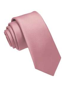 1pc Men's Solid Light Pink Striped Textured Casual Necktie, Suitable For School, Suit, Commute, And Daily Wear - Dusty Pink - View 4