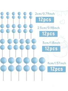 48pcs Spherical Cake Decorations Mini Balloon Paper Cupcake Decor Foam Cake Balls Blue Or Pink Cake Balls Decor For Birthday Party, Wedding Anniversary, Christening, Gender Reveal Party (Please Use After Installing The White Tube. The Spherical Surface Should Not Contact The Cake.) - Multicolor - View 9