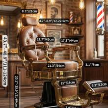 Huisuilinss Vintage Barber Chair,Hydraulic Recline Salon Chair,Hair Styling Chair,Adjustable Height,360° Swivel,Headrest & Footrest,700lbs Capacity,For Barbershop Beauty Tattoo Massage - 棕色 - 查看 6