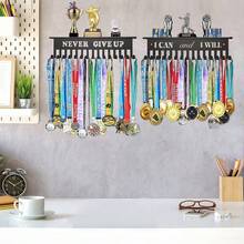 1pc Metal All-In-One Medal Display Rack, Multi-Function Wall Mounted Hanging Medal Hook & Key Holder - Multicolor - View 8
