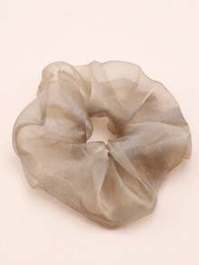 1pc Large Mesh Hair Scrunchie - Beige - View 9