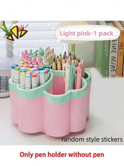 Nueva caja de almacenamiento de escritorio giratoria a 360°: 4 compartimentos de gran capacidad, adecuada para artículos de oficina, caja de almacenamiento multifuncional, caja de almacenamiento de cosméticos, caja de almacenamiento de brochas de maquillaje, útiles escolares, 3 opciones de color, diseño ahorra espacio, adecuada para el hogar, la oficina y el estudio, decoración de escritorio, soporte de papelería, diseño interesante, superficie lisa (se incluye pegatina aleatoria)