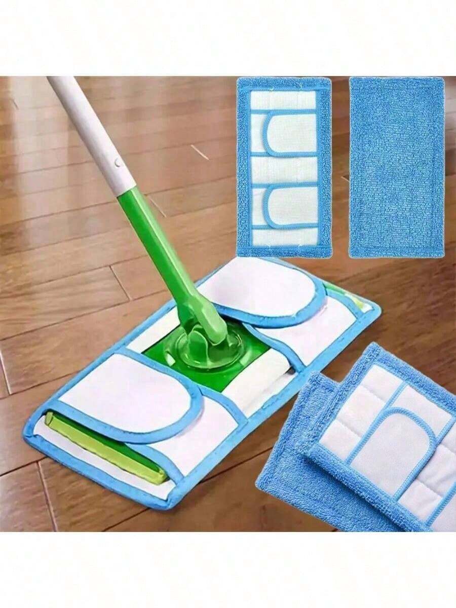 1Pc/4Pcs Flat Mop Replacement Heads, Microfiber Pad, High Absorption, Dry And Wet Dual-Use, Fit For Most Flat Mop, Easy To Clean, Home & Living, Household Cleaning & Super Absorbent And Reusable Mop Pads, Polyester Cleaning Cloth Suitable For Dry And Wet Floor Care, Easy To Replace Pads For Home Cleaning, Dry And Wet Wiping | Connector Pad | Cleaning Cloth, Floor Cleaning Mop Cloths, Flat Mop Cloth - 多色 - 查看 1