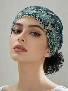 1pc Women Crochet Muslin Headscarf Cap, Suitable For Daily Use - MZ488 - View 5