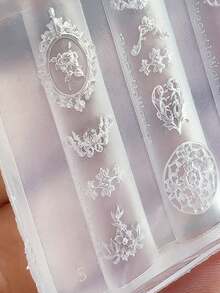 1 Pc European Style Silicone Nail Art Mold Jewelry French Window Flower Baroque Relief Necklace Window Mold, Home&Salon Supplies Nail Stamping Tools High-Quality Reusable DIY Nail Art - Clear - View 4