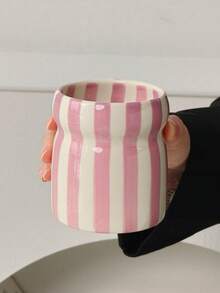 Cabin Kangaroo 1 chiếc cốc sứ kẻ sọc vẽ tay kiểu Ins, cốc cà phê thiết kế độc đáo, cốc ăn sáng gia đình, cốc đựng cọ trang điểm cao cấp. - Nhiều màu - Xem 14