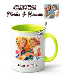 1pc Custom Photo&Name Mug, Custom 11oz Bicolor Mug, Best Mom Mug,Custom Mug With Names, Art Effect Mug,Custom Name Coffee Mug, Personalized Name Mug, Personalized Mug, Personalized Mug With Name,Bicolor Mug, Warm Gift, Ideal For Mother's Day Gift Father's Day, Birthdays, Anniversaries, Wedding Gift, Couples Gift, Best Gift For Dad, Husband, Gift For Him - Multicolor - View 11