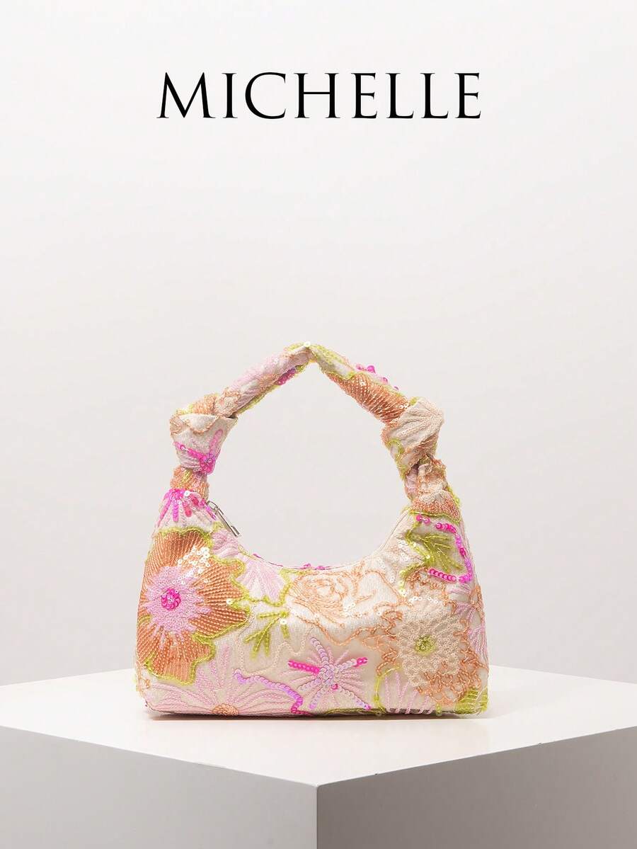 Floral Sequin Embroidered Women's Wallet, Elegant Female Party Wedding Accessory, Gift For Her (Random Pattern) - Multicolor - View 1