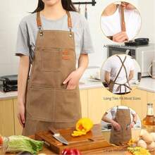 Heavy Duty Canvas Apron With Pockets And Adjustable Strap, Waterproof Gardening, Cafe, Salon Work Apron, Unisex - A - View 4