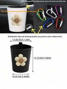 1pc Flower Shaped Car Trash Can, Seat Garbage Bin, Air Vent Trash Holder - Garbage Can - View 2