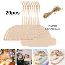 10/20pcs Set Of Rainbow Cloud Shaped Decorations, Gift Packaging Labels, Wooden Blank Wood Chips, Suitable For DIY Handicrafts, Holiday Party And Birthday Decorations, Perfect Gifts, Spring Decorations - Multicolor - View 9