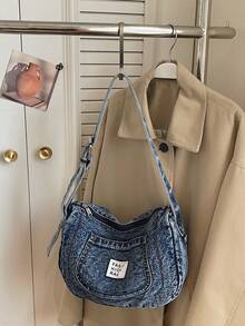 Women's New Fashion Versatile Dumpling Shaped Large Capacity Crossbody Bag - Blue - View 8