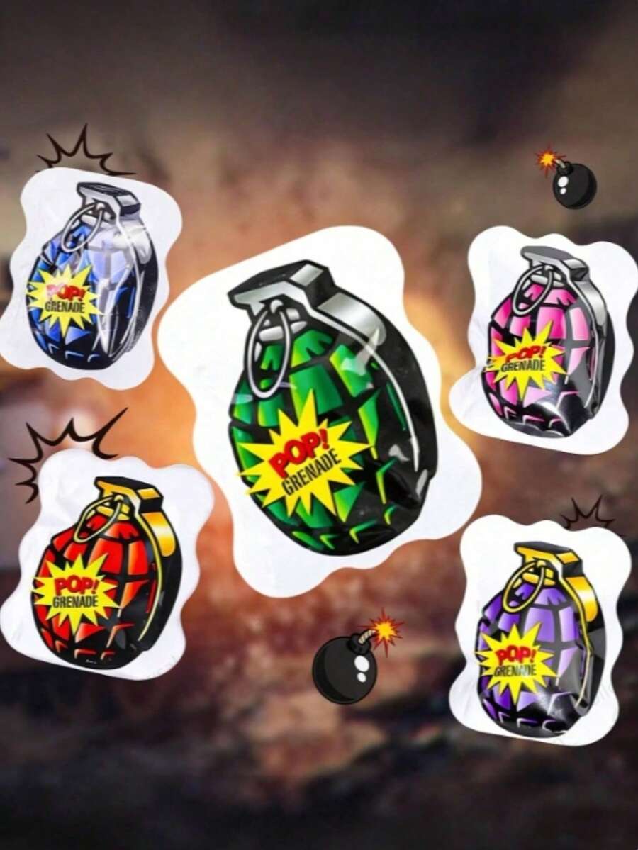 100pcs Inflatable Fake Bomb Bags, Prank Toy Simulated Explosion Grenade, Funny Stress Relief Prank Toy Spray Grenade Bag, Fake Explosion Simulator Slippery Prank Toy - Multicolor - View 1
