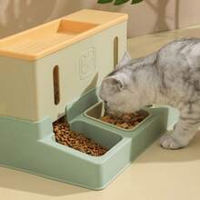 Square Pet Food Feeder And Waterer Automatic Dispenser Chicken Freeze-Dried Cat Food Storage For Dogs And Cats - 藍色的 - 查看 6