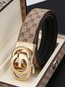 Men's Automatic Buckle Alloy Letter G Patterned Belt, High-End Luxury Style, Suitable For Party Occasions And Matching With High-End Attire, Business Casual Men's Belt - Multicolor - View 1