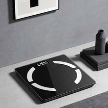 1个电子浴室秤，体重秤，玻璃面板，大背光显示屏，家用称重秤，家居必备 - 黑色 - 查看 3