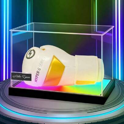 Acrylic Boxing Glove Display Case With Color Changing LED Light, DustProof Display Box With Name Plate, Clear Full Size Memorabilia Box For Autographed Boxing Glove,42862789