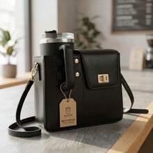 Women's Solid Color Crossbody Bag With Water Bottle Holder PU Leather Adjustable Strap Portable Outdoor Commute Shoulder Bag Lightweight Durable Casual Daily Travel Purse - 粉色 - 查看 3