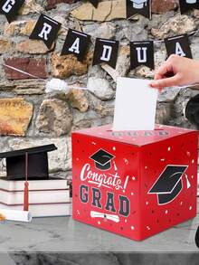 1 Set Graduation Paper Card Gift Box, Congratulations Graduation Party Card Storage Box, 2026 Graduate Message Card Box, Voting Box, Suggestion Card Box, Graduation Voting Game Supplies, Graduation Party Decorations, Graduation Party Supplies, Graduation Gift, Black Gold, Blue Gold, And Red Gold - Graduation Season - View 7