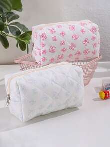 1 pieza Estuche de lápices con lazo de una sola capa, bolsa de almacenamiento espaciosa para artículos de papelería, diseño de apertura amplia para un fácil acceso, un neceser de lápices de moda imprescindible para la temporada de regreso a clases - Una pieza - Ver 5