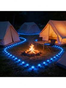 30LED Solar Path Garden Lights, Purple Fairy Lights, IP44 Waterproof Durable, Embedded Installation Outdoor Garden Lights, Suitable For Walkways, Lawns, Camping Gatherings And Other Decorative Lighting - 彩色 - 查看 6