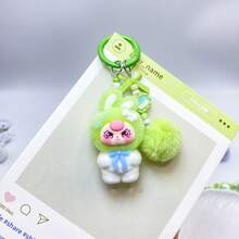New Flocked Ombre Asymmetric Ear Keychain, Fashionable Cute Cartoon Accessory Bag Charm Key Chain - Multicolor - View 16